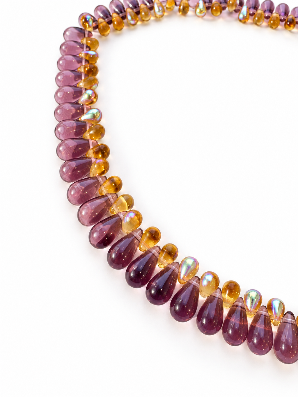Collier Goutte mixte - Mauve & Miel - Fait main, perles de verre