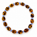 Collier Olimpia - Léopard et bleu - Fait main, perles de résine et verre