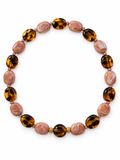 Collier Salina - Leopard et rose poudré - Fait main, perles de résine et verre