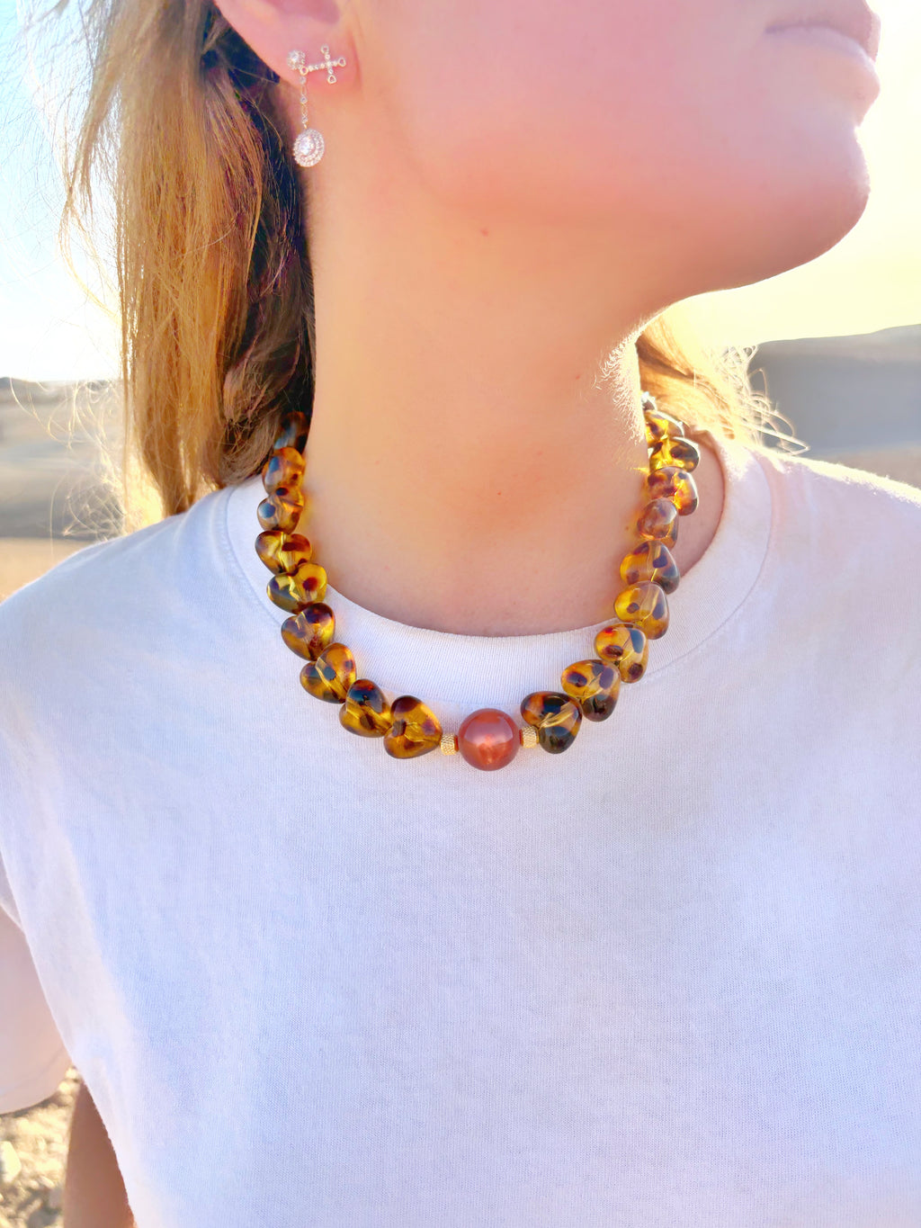 Collier cœurs léopard