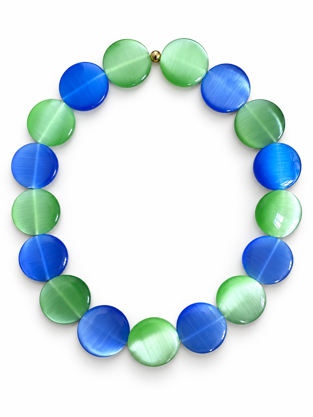 Collier Galet - Pomme, Myrtille - Fait main, perles de verre