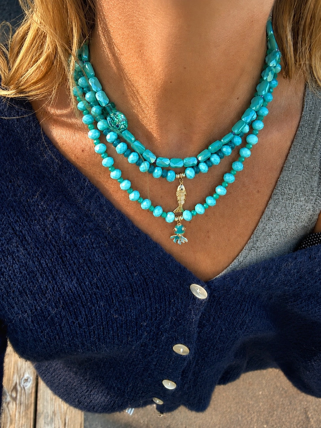 Collier Nath bleu - Fait main