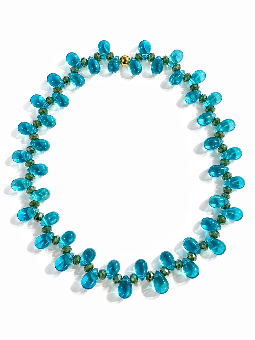 Collier Gouttes - Bleu, vert - Fait main, perles de verre