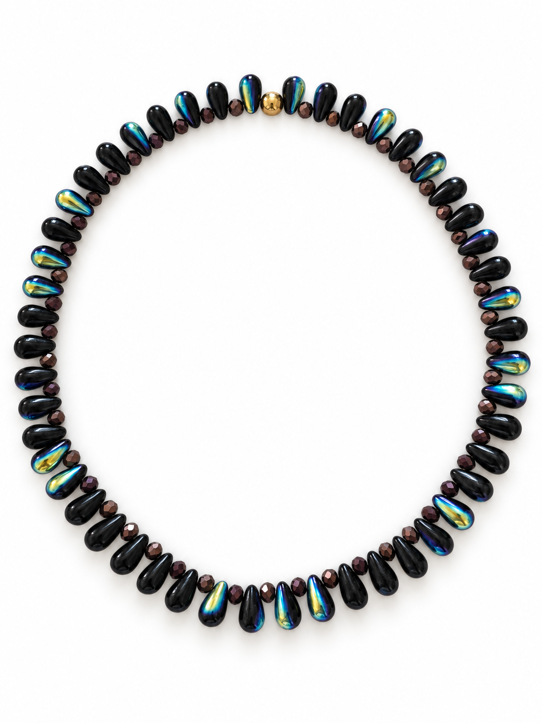 Collier Gouttes fin - Noir - Fait main, perles de verre