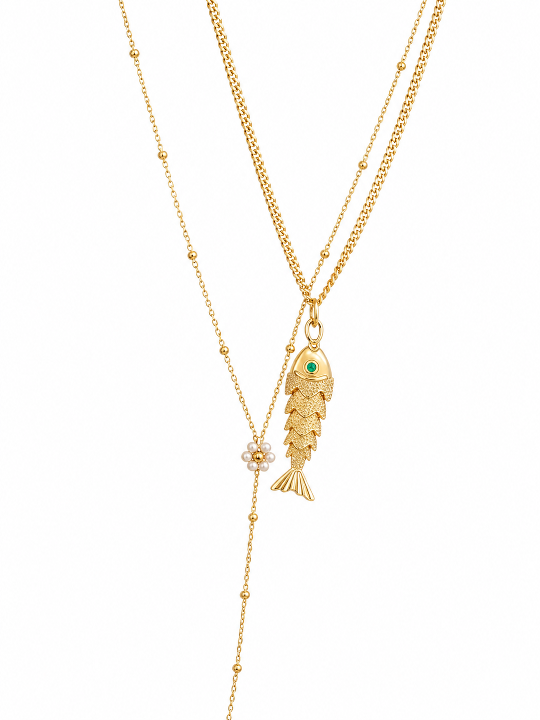 Collier Middle Fish - Laiton doré