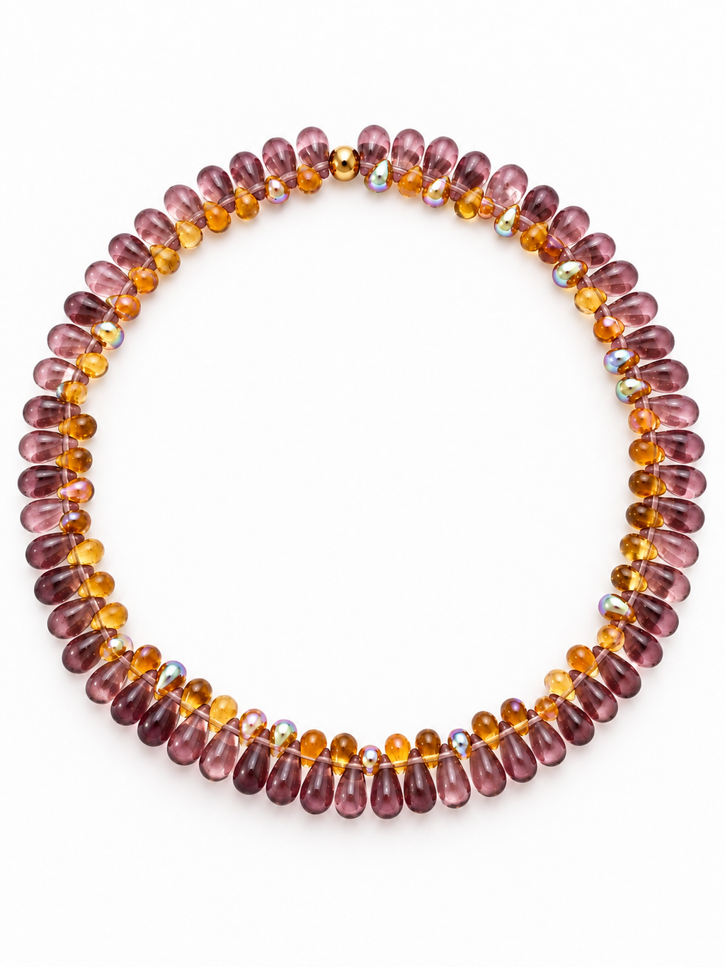 Collier Goutte mixte - Mauve & Miel - Fait main, perles de verre