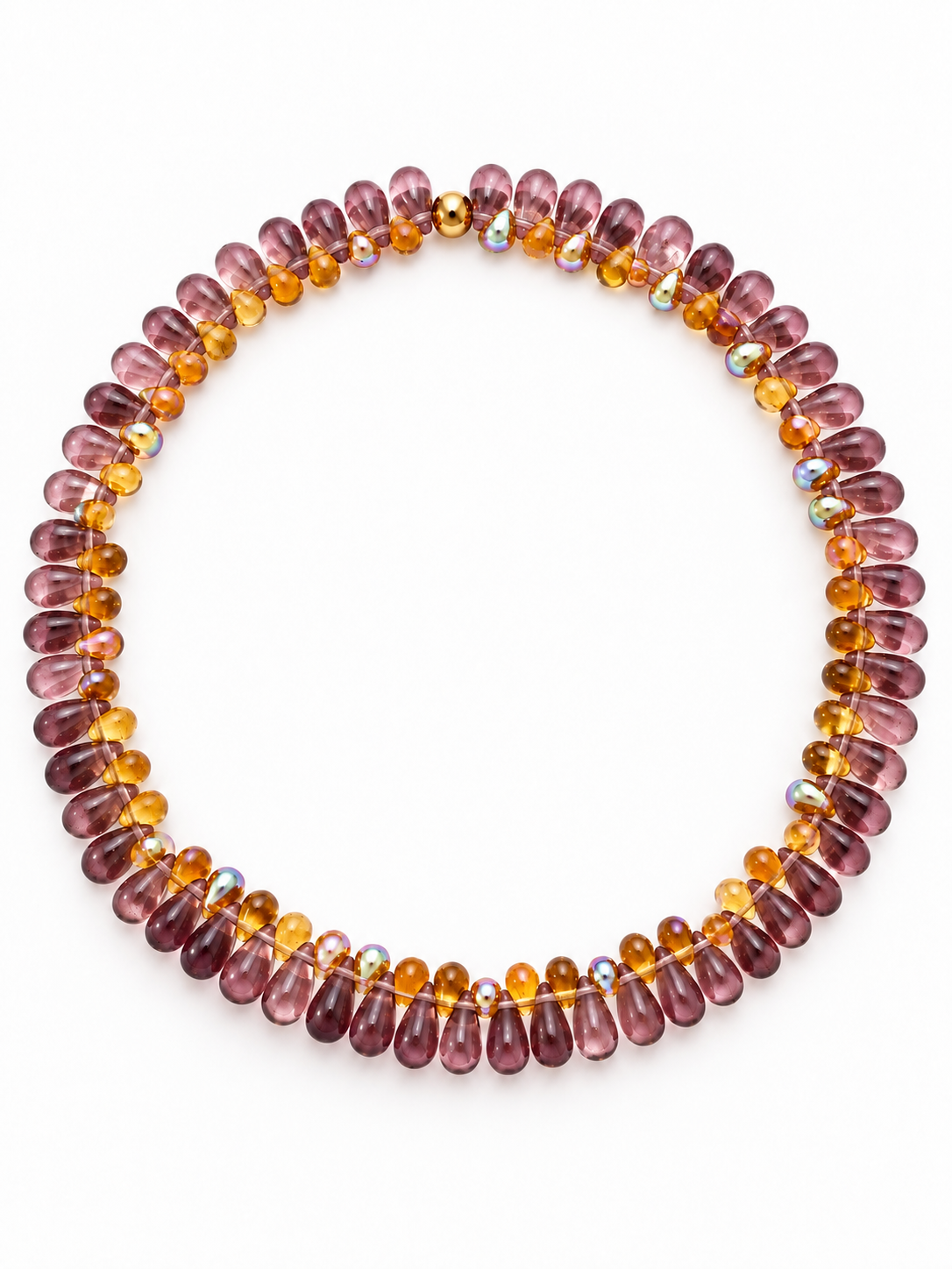 Collier Goutte mixte - Mauve & Miel - Fait main, perles de verre