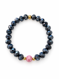 Bracelet Kaia - Gris anthracite, rose - Fait main
