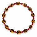 Collier Carolina - Léopard, rouge - Fait main, perles de résine et verre