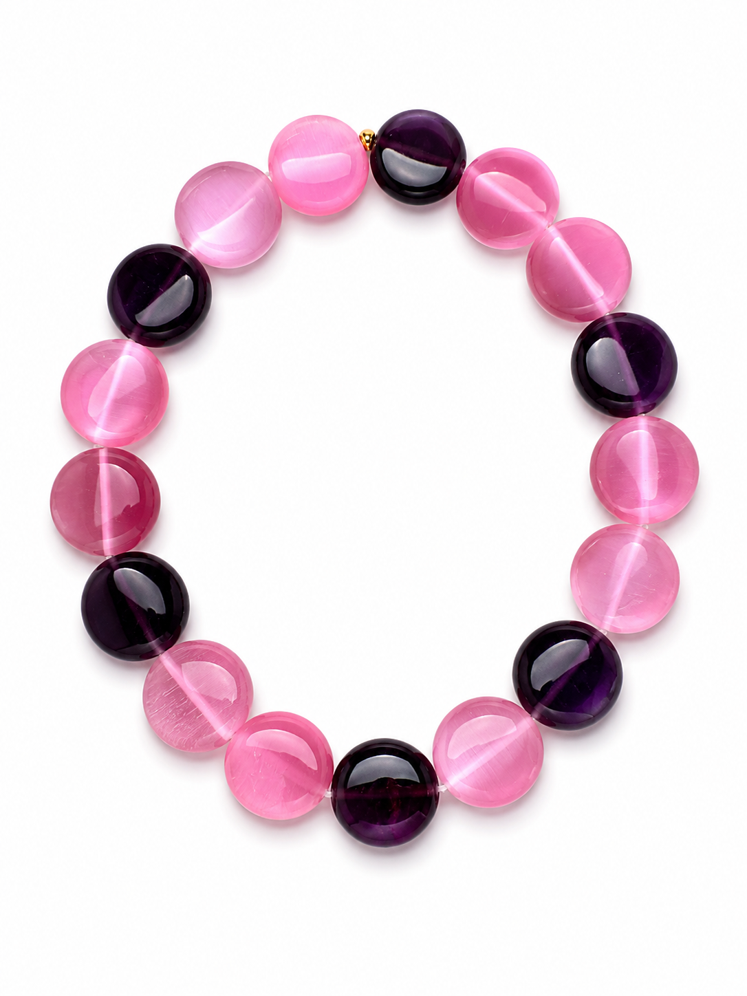 Collier Galet Framboise/Myrtille - Fait main - Perles de verre