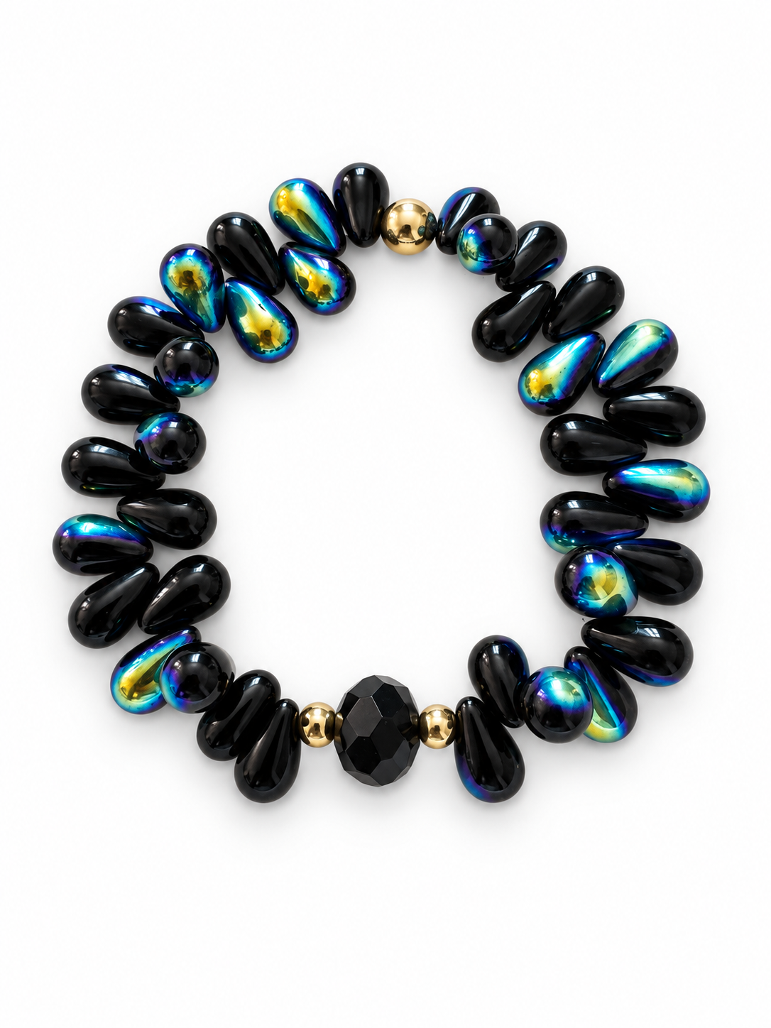 Bracelet Gouttes - Noir - Fait main, perles de verre