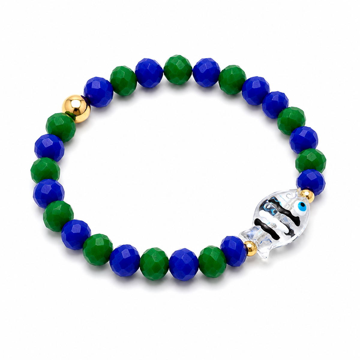 Bracelet Fish Vert et Bleu - Fait main
