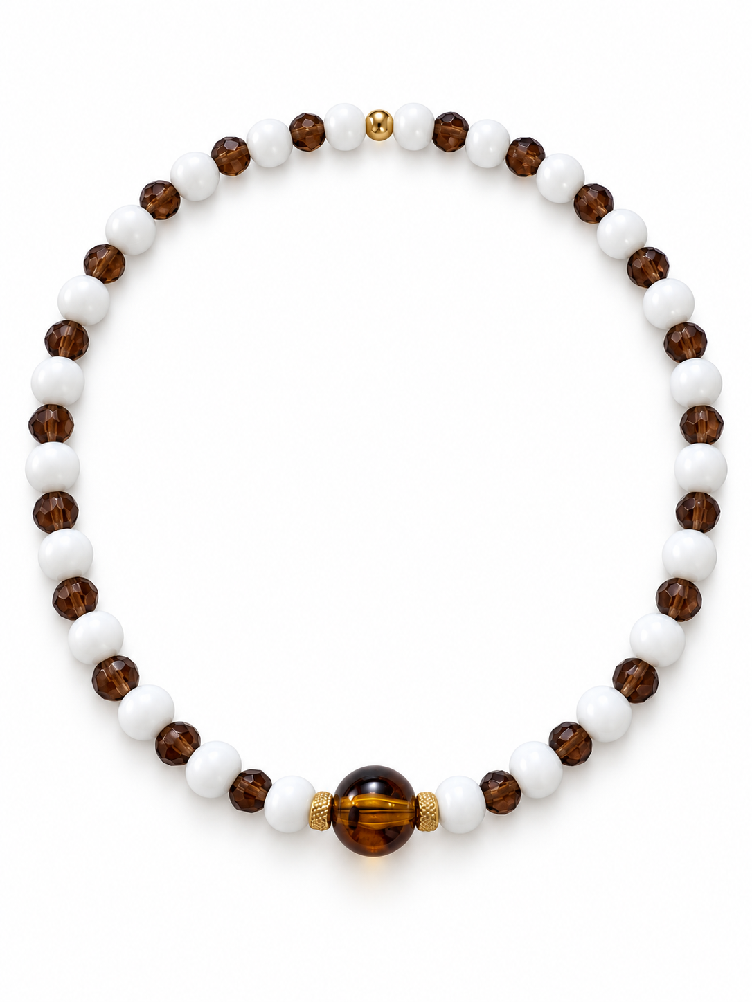 Collier Audrey - Blanc, marron - Fait main