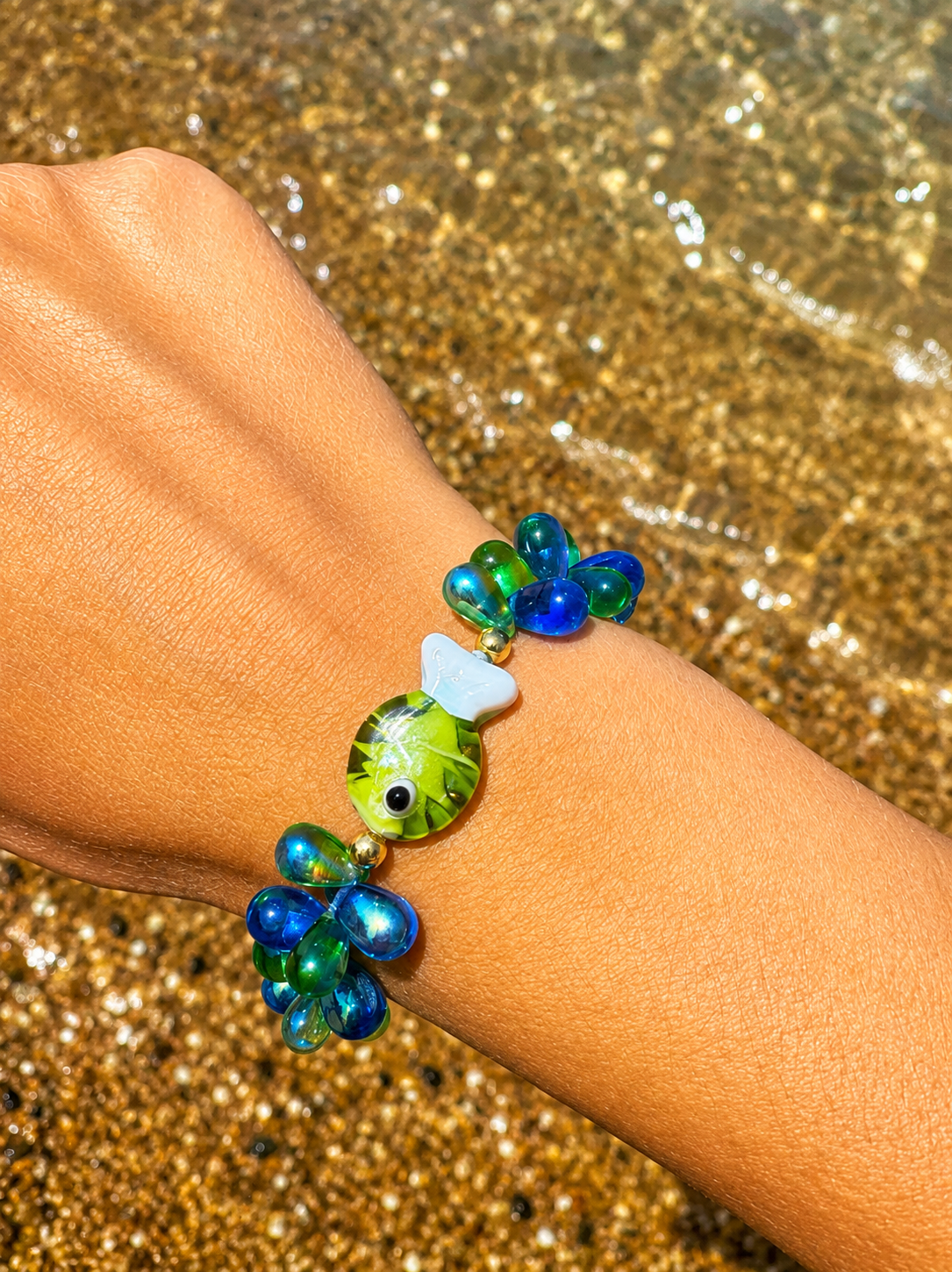 Bracelet Fishy Bleu/Vert - Fait main