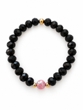 Bracelet Kaia - Noir, rose - Fait main