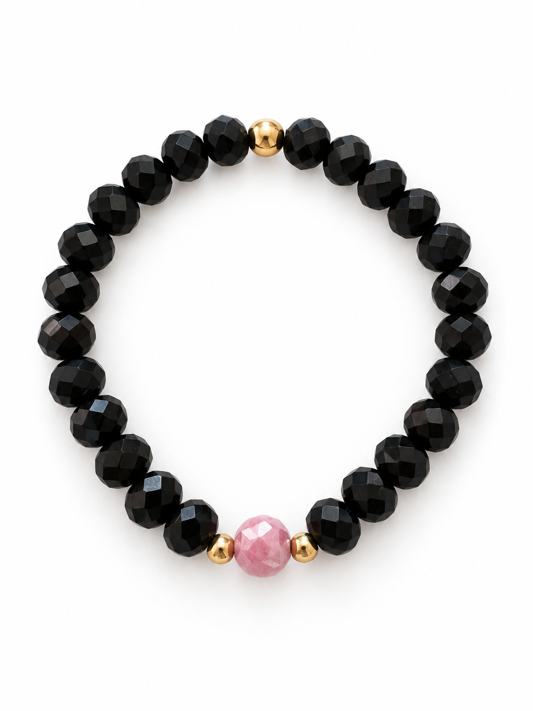 Bracelet Kaia - Noir, rose - Fait main