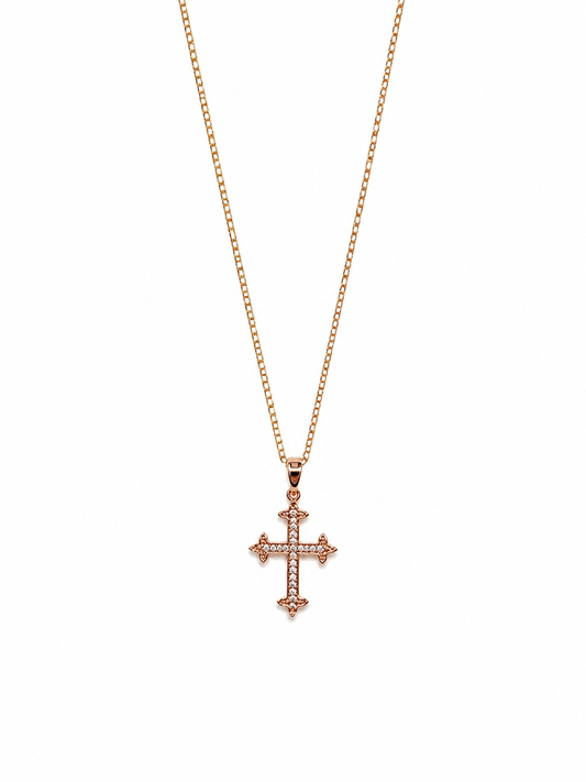 Collier big cross - Laiton doré