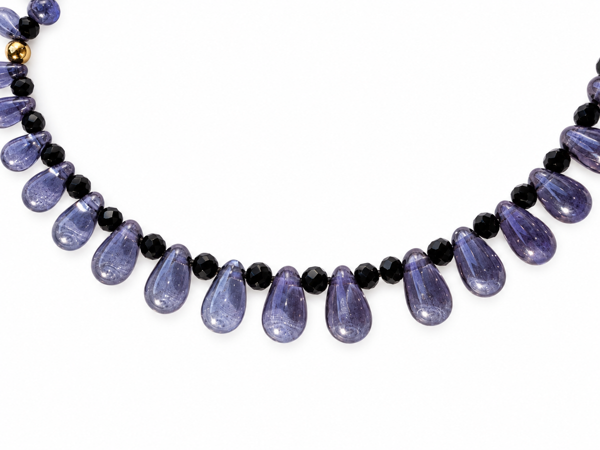 Collier Gouttes fin - Lavande - Fait main, perles de verre
