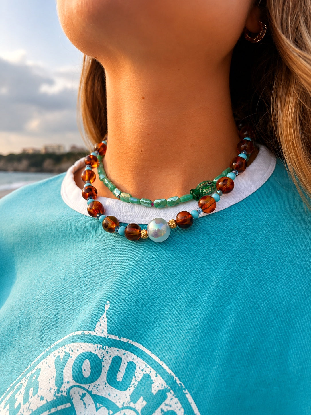 Collier Coco Bleu - Fait main