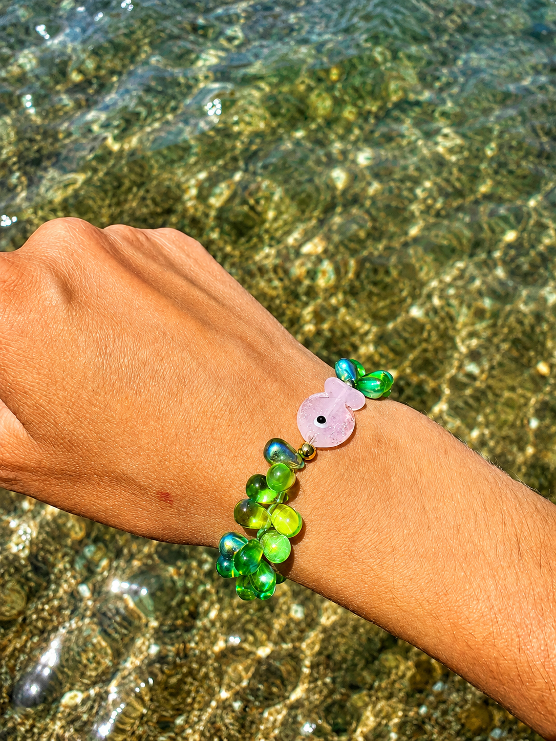 Bracelet Fishy Vert - Fait main