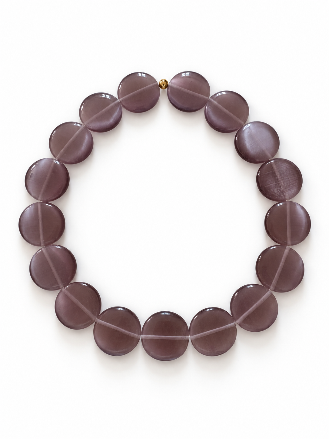 Collier Galet - Prune fumée - Fait main, perles de verre