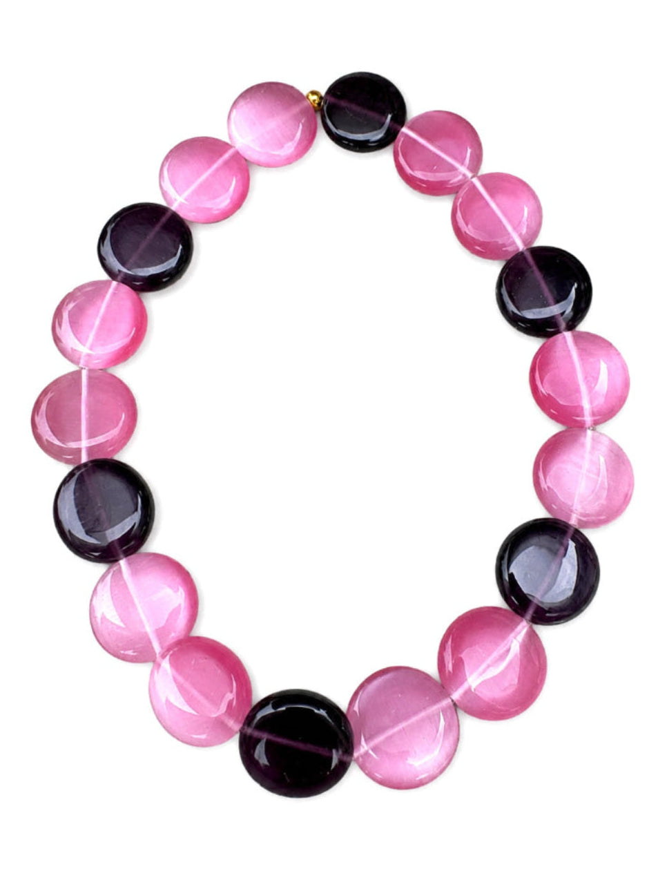 Collier Galet Framboise/Myrtille - Fait main - Perles de verre