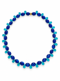 Collier Gouttes - deux bleus - Fait main, perles de verre et résine