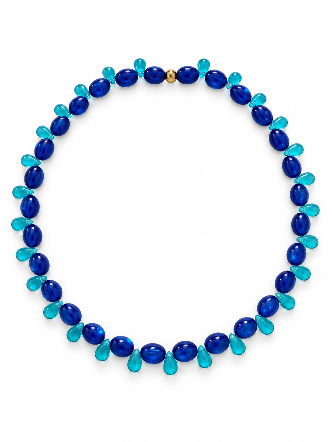 Collier Gouttes - deux bleus - Fait main, perles de verre et résine