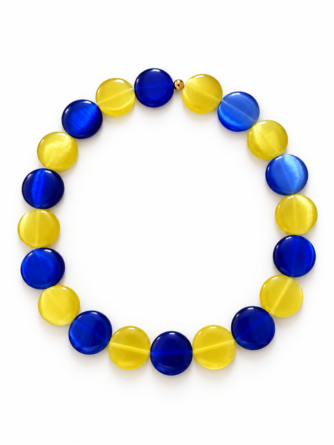 Collier Galet - Myrtille, Citron - Fait main, perles de verre