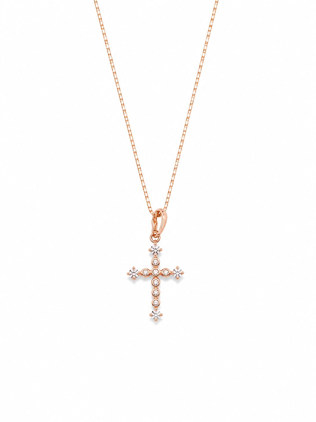 Collier cross diams - Laiton doré