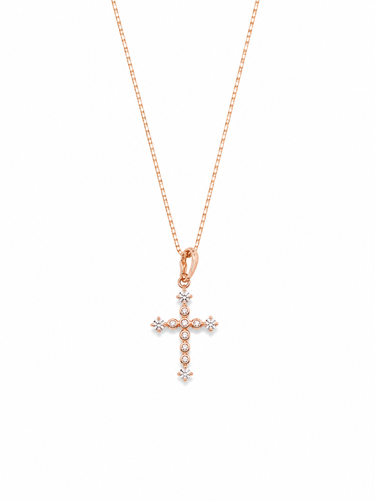 Collier cross diams - Laiton doré