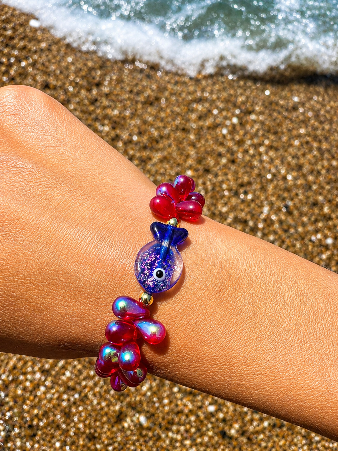 Bracelet Fishy Rouge - Fait main