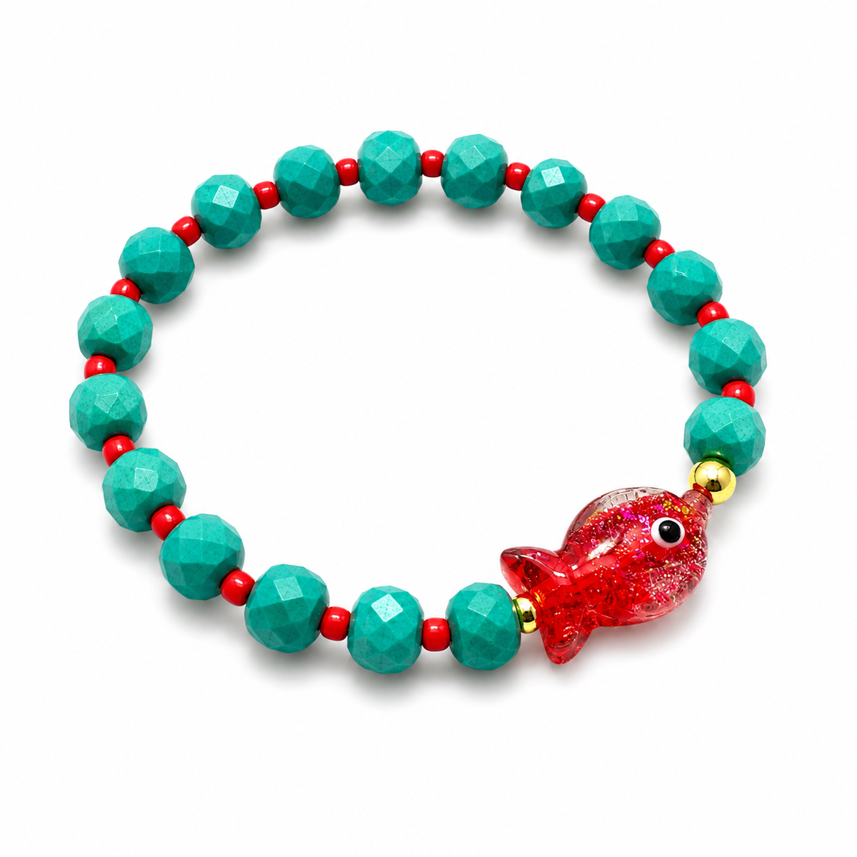Bracelet Fish Bleu Canard - Fait main