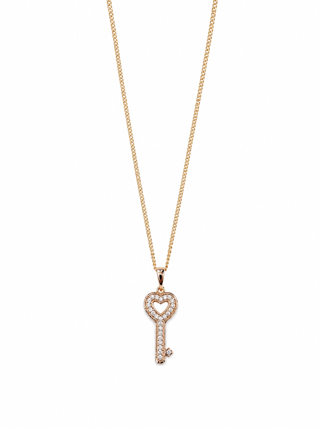 Collier Heart Key - Laiton doré