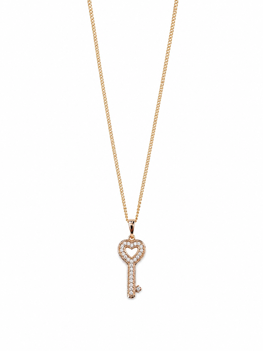 Collier Heart Key - Laiton doré