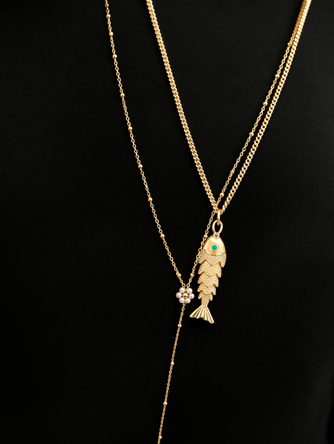 Collier Middle Fish - Laiton doré