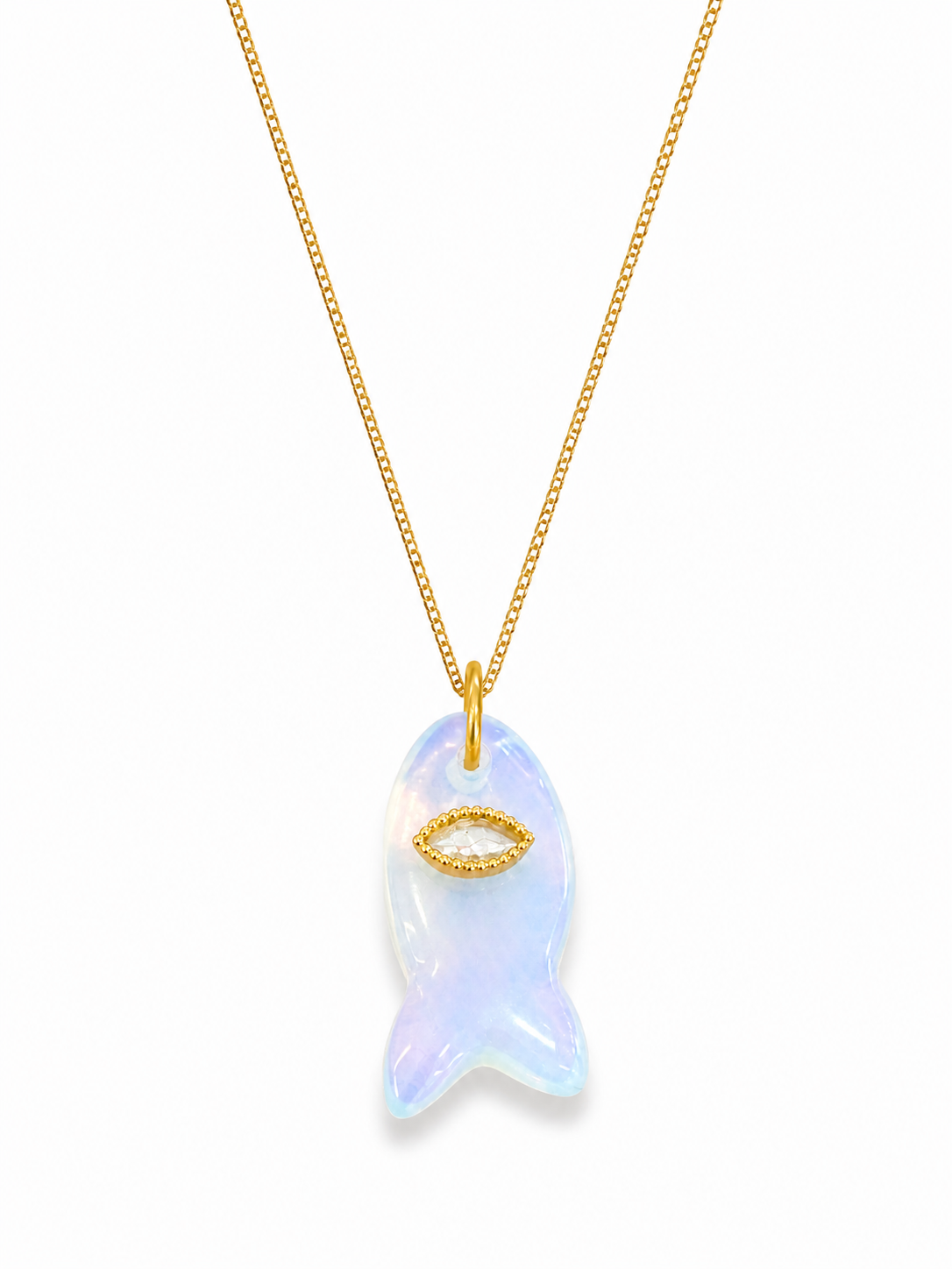 Collier One-eyed fish - Laiton doré et acier inoxydable