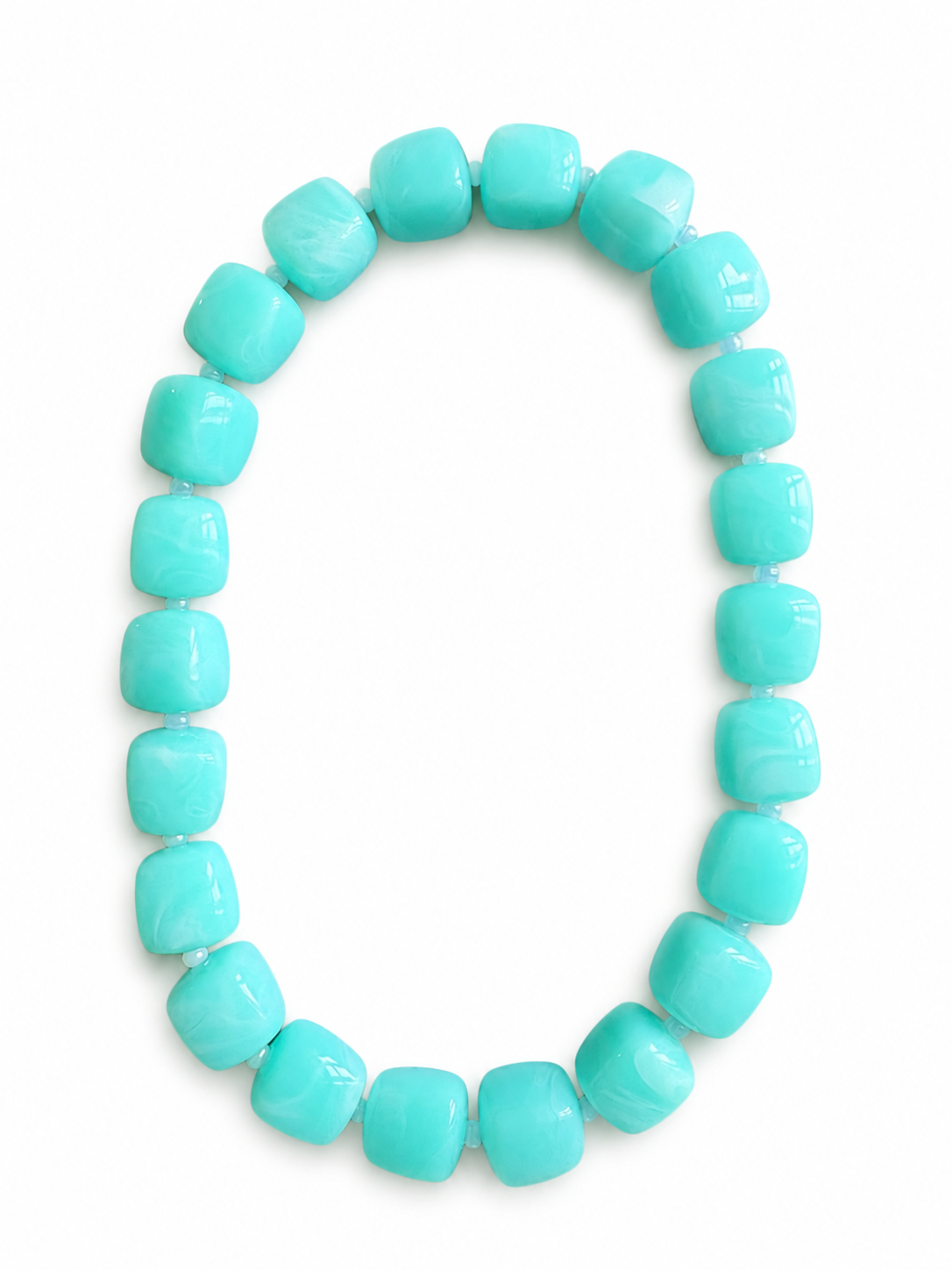 Collier Sugar Cube - Turquoise - Fait main, perles de résine