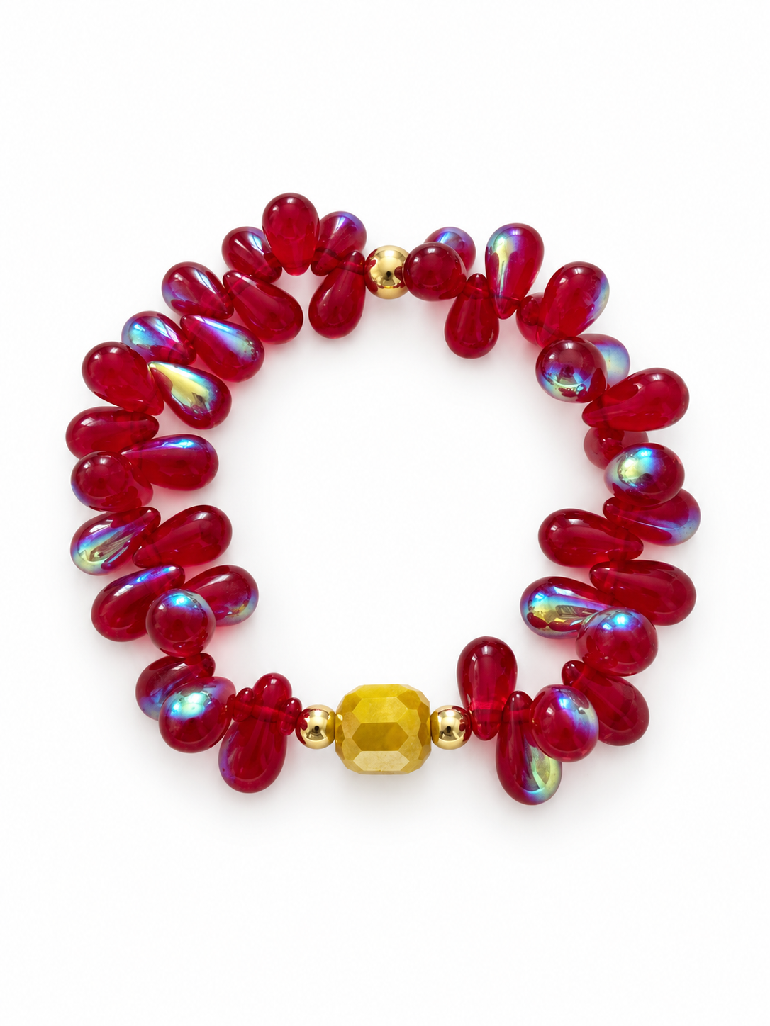 Bracelet Gouttes - Rouge - Fait main perles de verre