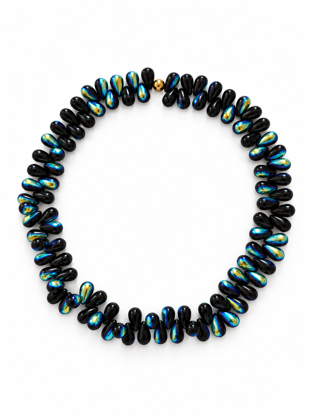 Collier Gouttes - Noir anthracite - Fait main, Perles de verre
