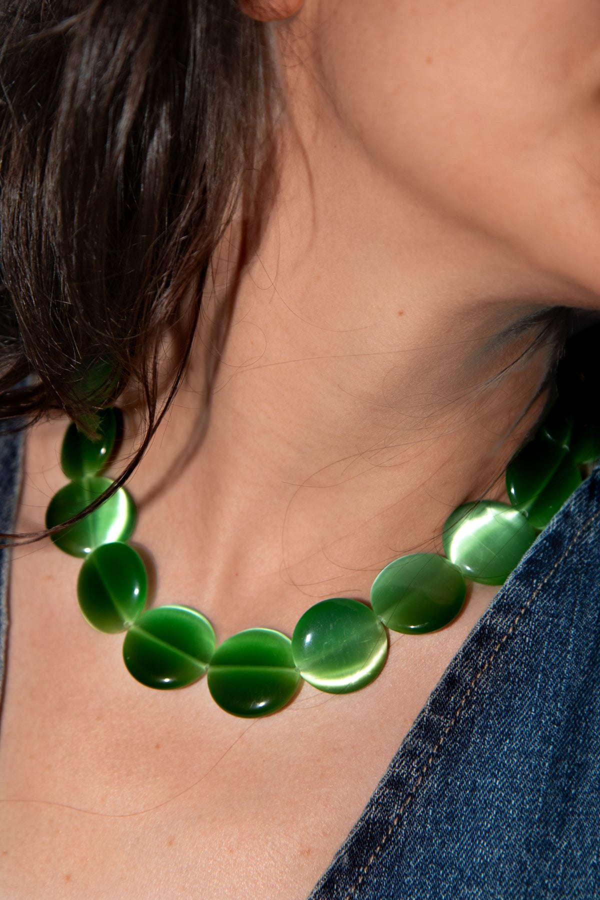 Collier Galet - Kiwi - Fait main, perles de verre